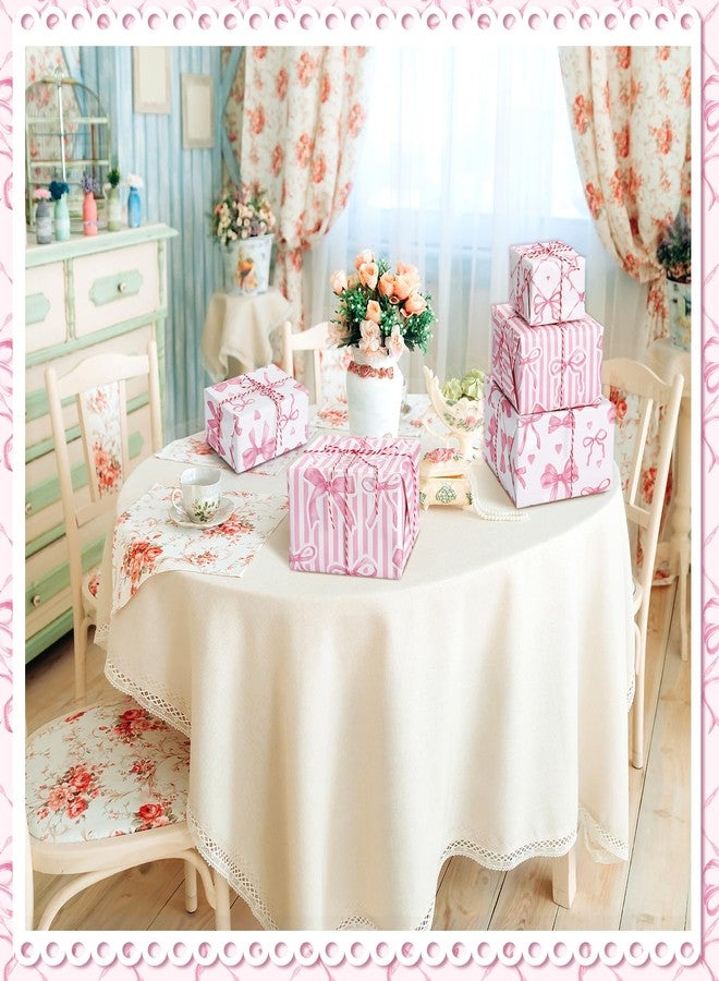 Moinchore 6 Rolls Pink White Bow Wrapping Paper 16 x 39 Inch Per Roll Bachelor Party Decorations Pink White Bow Tissue Printed Wrapping Paper Gift for Bridal Shower Birthday Graduation Party Decor, 3 Style - Image 5